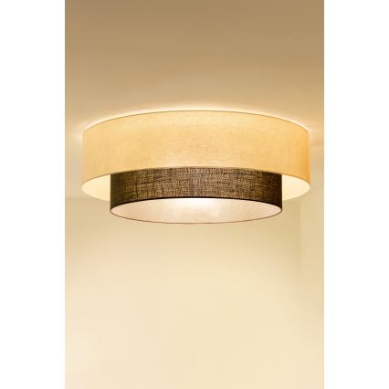 Brilagi - Candeeiro de Teto LED BOHO STYLE 3xE27/15W/230V Ø 80 cm creme/castanho
