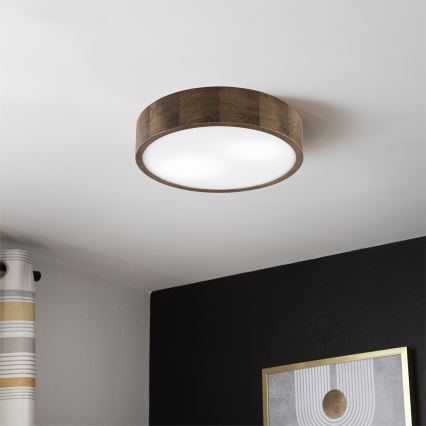 Brilagi - Candeeiro de teto LED CARVALHO 2x E27/15W/230V, acabamento carvalho/nogueira, Ø 37 cm