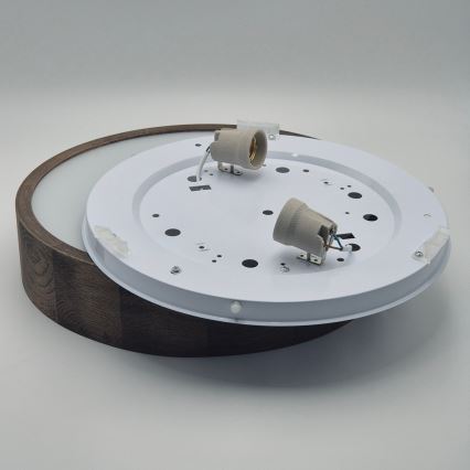 Brilagi - Candeeiro de teto LED CARVALHO 2x E27/15W/230V, acabamento carvalho/nogueira, Ø 37 cm