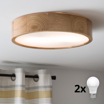 Brilagi - Candeeiro de Teto LED CARVALHO 2xE27/15W/230V em carvalho, Ø 37,5 cm