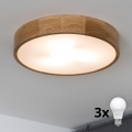 BRILAGI - Candeeiro de Teto LED CARVALHO 3x E27/15W/230V, acabamento em carvalho, Ø 47,5 cm