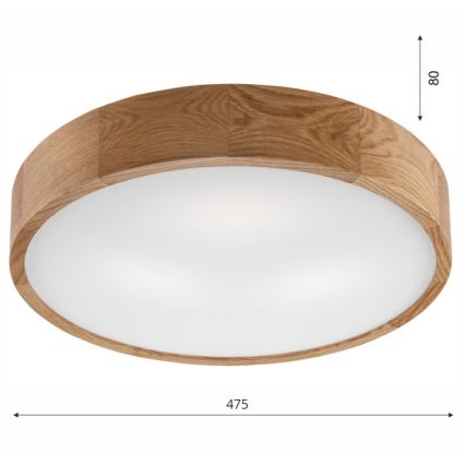 Brilagi - Candeeiro de Teto LED CARVALHO 3x E27/15W/230V, acabamento em carvalho, Ø 47,5 cm