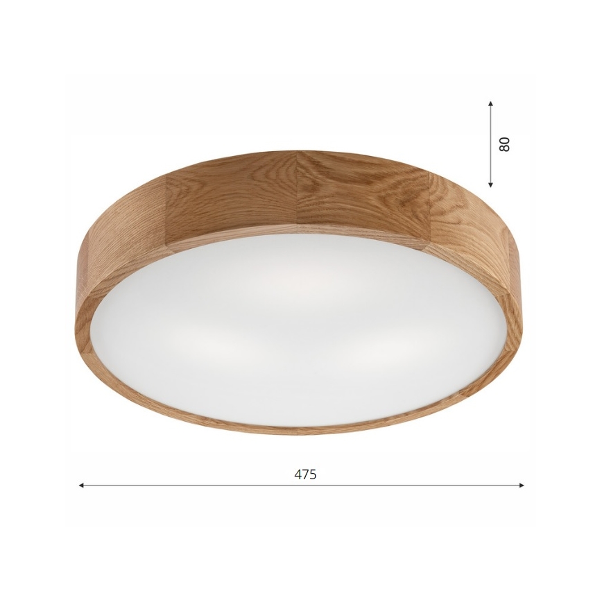 Brilagi - Candeeiro de Teto LED CARVALHO 3x E27/15W/230V, acabamento em carvalho, Ø 47,5 cm
