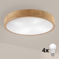 Brilagi - Candeeiro de teto LED CARVALHO 4xE27/60W/230V, acabamento em carvalho, diâmetro 57,5 cm