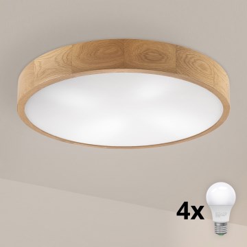 Brilagi - Candeeiro de teto LED CARVALHO 4xE27/60W/230V, acabamento em carvalho, diâmetro 57,5 cm