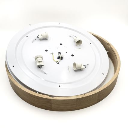 Brilagi - Candeeiro de teto LED CARVALHO 4xE27/60W/230V, acabamento em carvalho, Ø 57,5 cm