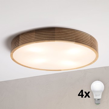 Brilagi - Candeeiro de teto LED CARVALHO MODERN, 4xE27/60W/230V, carvalho, Ø 57,5 cm