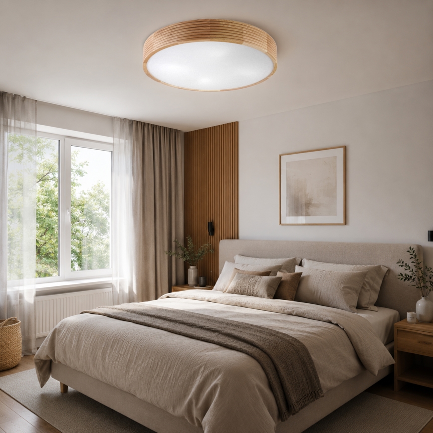 Brilagi - Candeeiro de teto LED CARVALHO MODERN, 4xE27/60W/230V, carvalho, Ø 57,5 cm