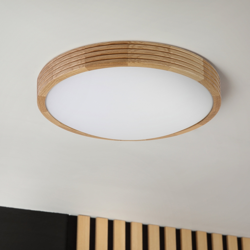Brilagi - Candeeiro de teto LED CARVALHO MODERN SLIM 2xE27/60W/230V Ø 37,5 cm, acabamento em carvalho