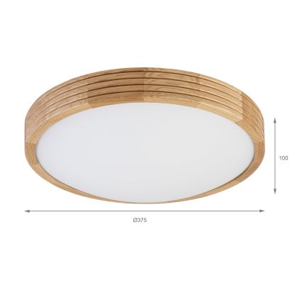 Brilagi - Candeeiro de teto LED CARVALHO MODERN SLIM 2xE27/60W/230V Ø 37,5 cm, acabamento em carvalho