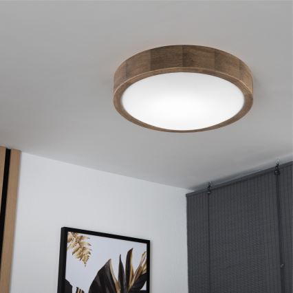 Brilagi - Candeeiro de teto LED CARVALHO SLIM 1xE27/15W/230V, acabamento carvalho e nogueira, Ø 27 cm