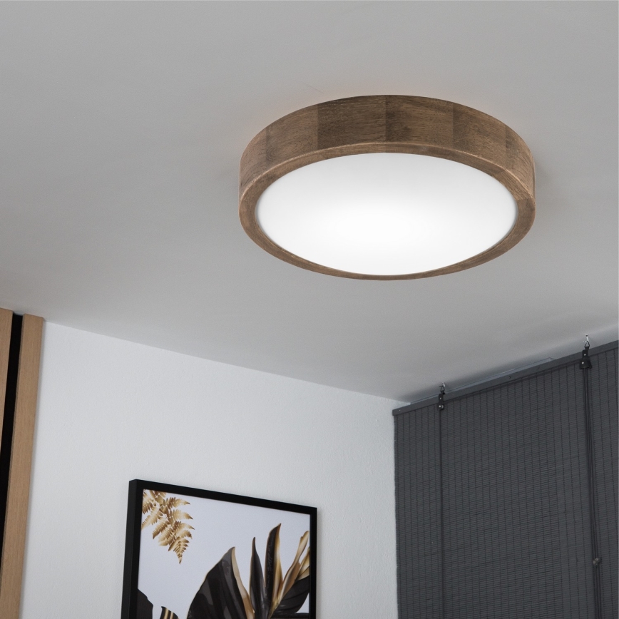 Brilagi - Candeeiro de teto LED CARVALHO SLIM 1xE27/15W/230V, acabamento carvalho e nogueira, Ø 27 cm