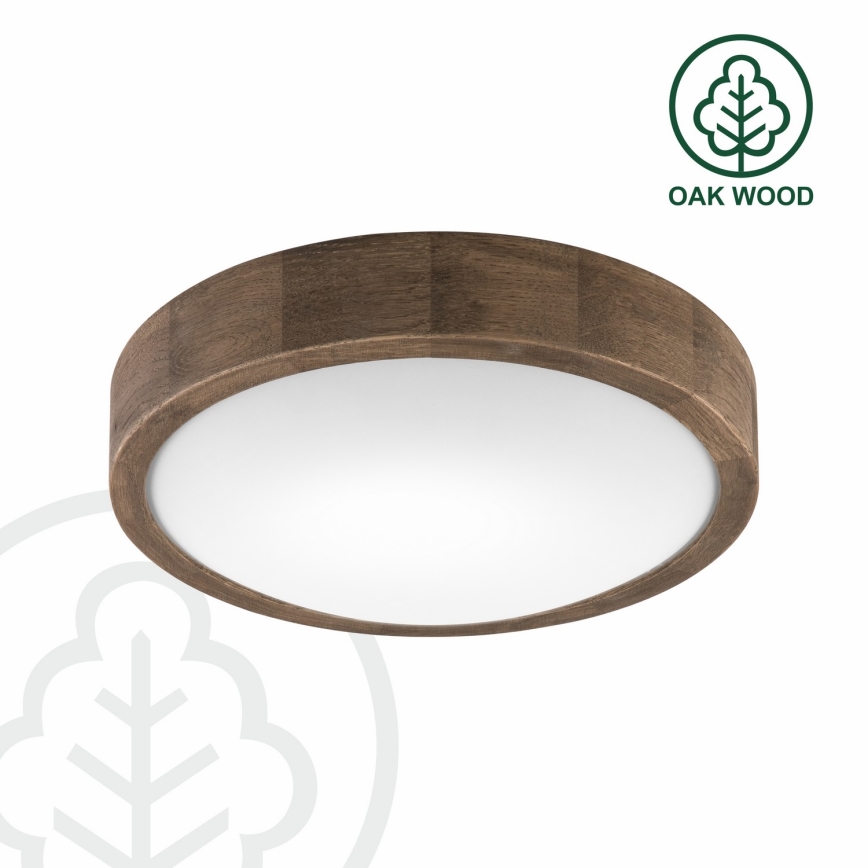 Brilagi - Candeeiro de teto LED CARVALHO SLIM 1xE27/15W/230V, acabamento carvalho e nogueira, Ø 27 cm