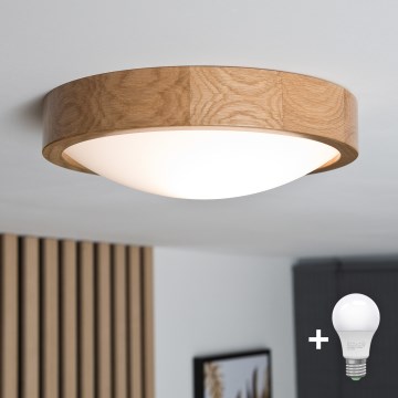 Brilagi - Candeeiro de teto LED CARVALHO SLIM 1xE27/15W/230V, acabamento carvalho, Ø 27 cm
