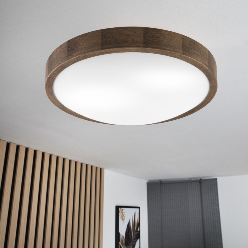 Brilagi - Candeeiro de Teto LED CARVALHO SLIM 2xE27/15W/230V, acabamento carvalho nogueira, Ø 37 cm