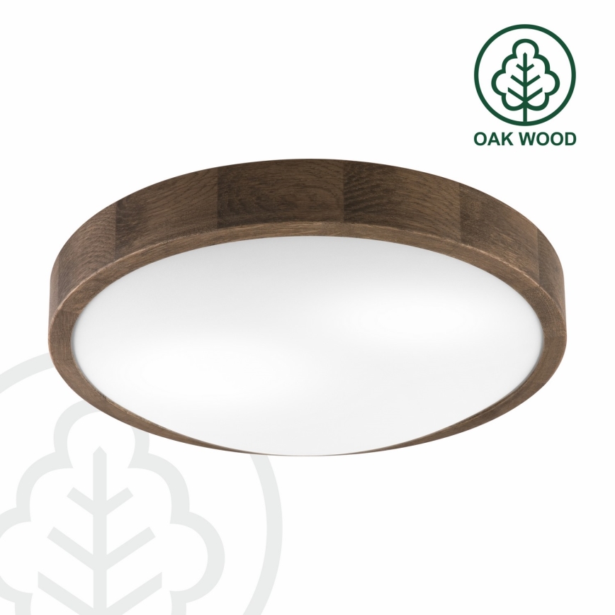 Brilagi - Candeeiro de Teto LED CARVALHO SLIM 2xE27/15W/230V, acabamento carvalho nogueira, Ø 37 cm