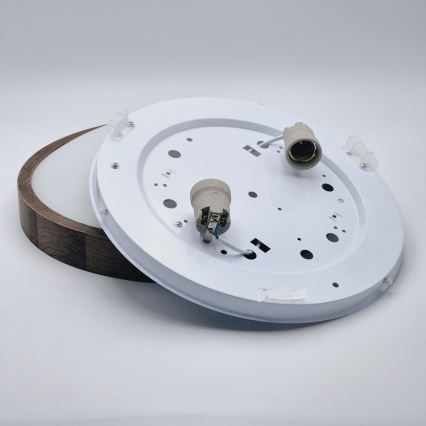 Brilagi - Candeeiro de Teto LED CARVALHO SLIM 2xE27/15W/230V, acabamento carvalho nogueira, Ø 37 cm
