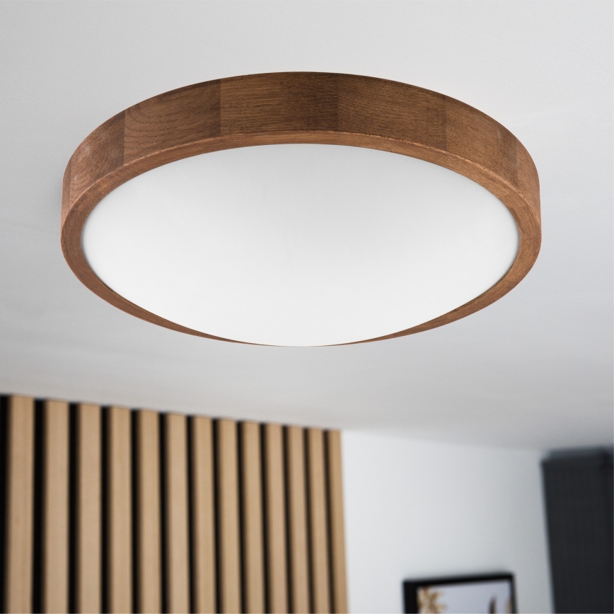 Brilagi - Candeeiro de teto LED CARVALHO SLIM 2xE27/15W/230V acabamento em carvalho e cerejeira diâmetro 37 cm