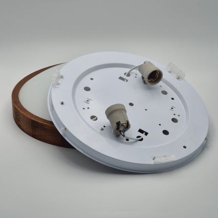 Brilagi - Candeeiro de teto LED CARVALHO SLIM 2xE27/15W/230V acabamento em carvalho e cerejeira diâmetro 37 cm