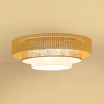 Brilagi - Candeeiro de teto LED CEDAR LUNETA LED/26W/230V Ø 60 cm rattan/castanho/creme