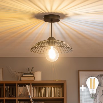 Brilagi - Candeeiro de teto LED de montagem superficial CERIA WIRE 1xE27/60W/230V Ø 26 cm preto