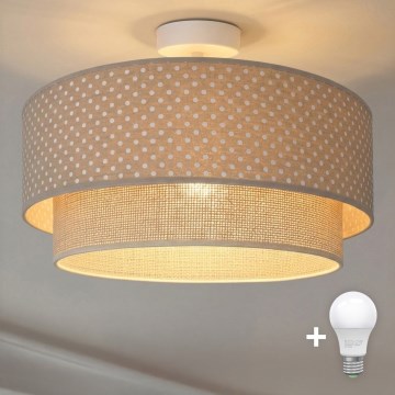 Brilagi - Candeeiro de teto LED de sobrepor BOHO BOBO 1xE27/60W/230V Ø 40 cm padrão de bolinhas bege/creme