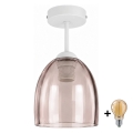 BRILAGI - Candeeiro de teto LED de superfície RETRO GLASS 1xE27/60W/230V Ø 17 cm branco/bege fumado