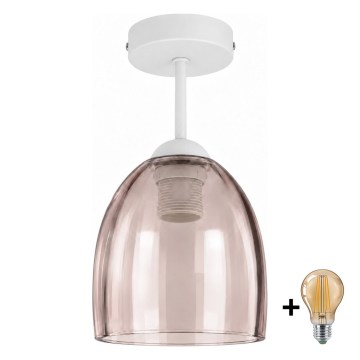 BRILAGI - Candeeiro de teto LED de superfície RETRO GLASS 1xE27/60W/230V Ø 17 cm branco/bege fumado