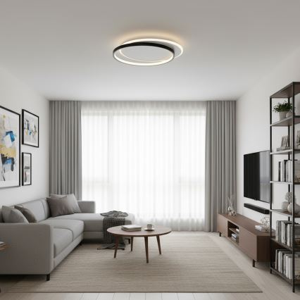 Brilagi - Luminária de Teto LED Dimerizável FLARE LED/48W/230V 3000-6000K 39,5x45 cm branco/preto + controlo remoto