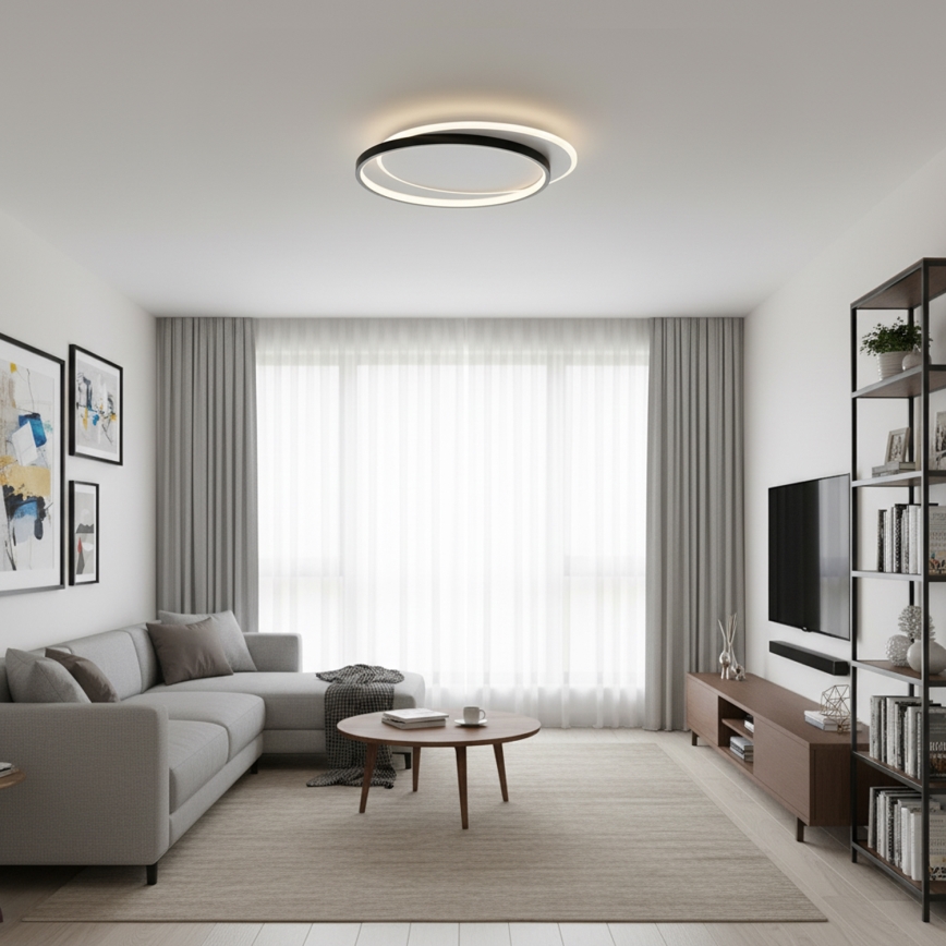 Brilagi - Luminária de Teto LED Dimerizável FLARE LED/48W/230V 3000-6000K 39,5x45 cm branco/preto + controlo remoto