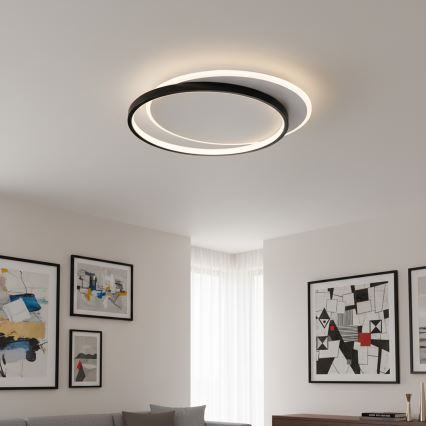 Brilagi - Luminária de Teto LED Dimerizável FLARE LED/48W/230V 3000-6000K 39,5x45 cm branco/preto + controlo remoto