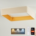 Brilagi - Candeeiro de teto LED dimável VELVET SQUARE SMART LED/36W/230V 60x60 cm 2700-6500K Wi-Fi Tuya + comando remoto creme