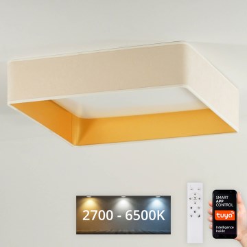 Brilagi - Candeeiro de teto LED dimável VELVET SQUARE SMART LED/36W/230V 60x60 cm 2700-6500K Wi-Fi Tuya + comando remoto creme