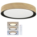Brilagi - Candeeiro de teto LED dimerizável COCI LED/48W/230V 3000-6500K Ø 39 cm acabamento madeira/preto + controlo remoto