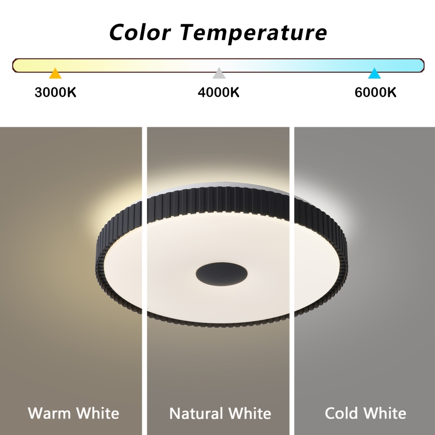 Brilagi - Plafon LED dimável CORVO LED/72W/230V 3000-6000K preto Ø 50 cm + controlo remoto