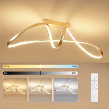 Brilagi - Candeeiro de teto LED dimerizável de montagem superficial TWISTER LED/60W/230V 3000-6000K dourado + controlo remoto