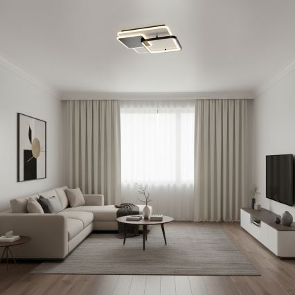 Brilagi - Plafon LED regulável FLARE LED/64W/230V 3000-6000K 45x45 cm branco/preto + controlo remoto