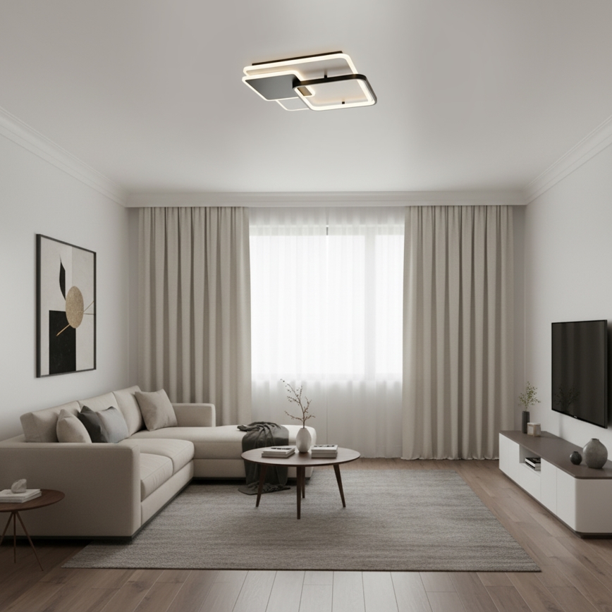Brilagi - Plafon LED regulável FLARE LED/64W/230V 3000-6000K 45x45 cm branco/preto + controlo remoto