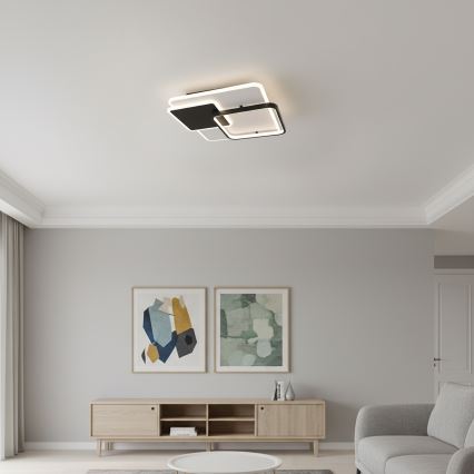 Brilagi - Plafon LED regulável FLARE LED/64W/230V 3000-6000K 45x45 cm branco/preto + controlo remoto