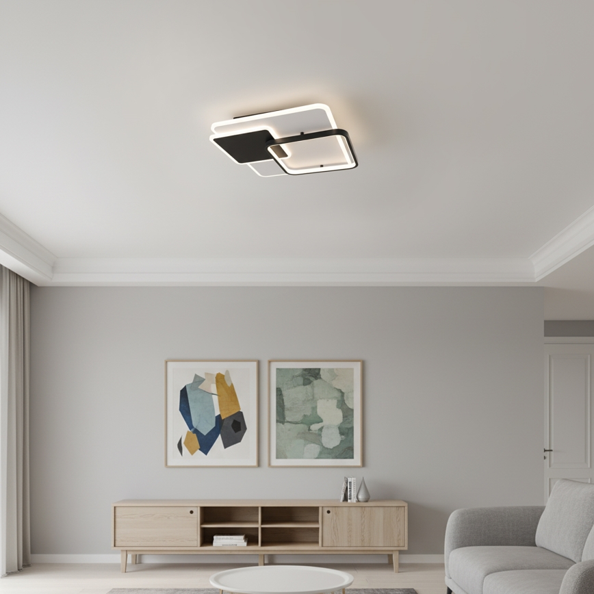Brilagi - Plafon LED regulável FLARE LED/64W/230V 3000-6000K 45x45 cm branco/preto + controlo remoto