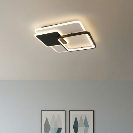 Brilagi - Plafon LED regulável FLARE LED/64W/230V 3000-6000K 45x45 cm branco/preto + controlo remoto