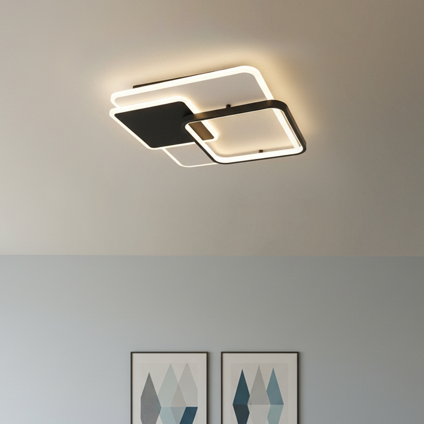 Brilagi - Plafon LED regulável FLARE LED/64W/230V 3000-6000K 45x45 cm branco/preto + controlo remoto