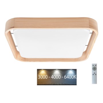 Brilagi - Candeeiro de teto LED dimerizável MANAROLA CUBIC LED/24W/230V 45x45 cm 3000-6500K pinho + comando remoto