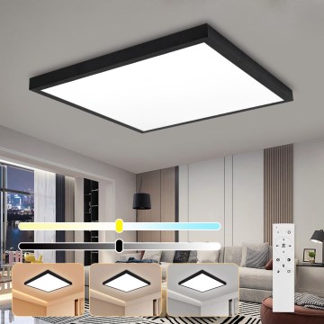 Brilagi - Candeeiro de teto LED dimerizável para casa de banho FRAME SMART LED/50W/230V 60x60 cm 3000-6000K IP44 preto + comando remoto