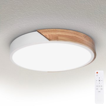 Brilagi - Candeeiro de teto LED dimerizável PILANA LED/48W/230V carvalho/branco Ø 40 cm + comando remoto