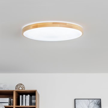 Brilagi - Candeeiro de teto LED dimerizável PINE LED/60W/230V, em madeira, diâmetro 52 cm, 3000-6500K + controlo remoto