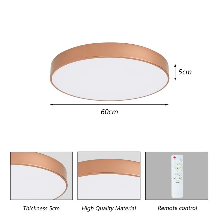 BRILAGI - Luminária de teto LED regulável POOL LED/60W/230V 3000-6000K diâmetro 60 cm bronze + comando remoto