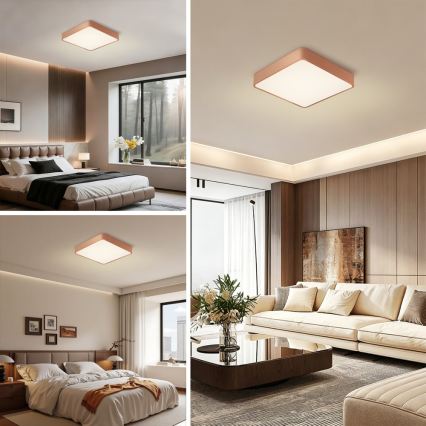 BRILAGI - Candeeiro de teto LED dimerizável POOL SQUARE LED/48W/230V 3000-6000K 50x50 cm bronze + controlo remoto