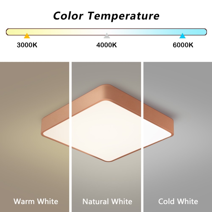 BRILAGI - Candeeiro de teto LED dimerizável POOL SQUARE LED/48W/230V 3000-6000K 50x50 cm bronze + controlo remoto
