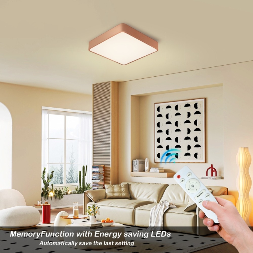 BRILAGI - Candeeiro de teto LED dimerizável POOL SQUARE LED/48W/230V 3000-6000K 50x50 cm bronze + controlo remoto